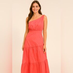 MittoShop Coral One-Shoulder Maxi Dress | Size L | Never Worn